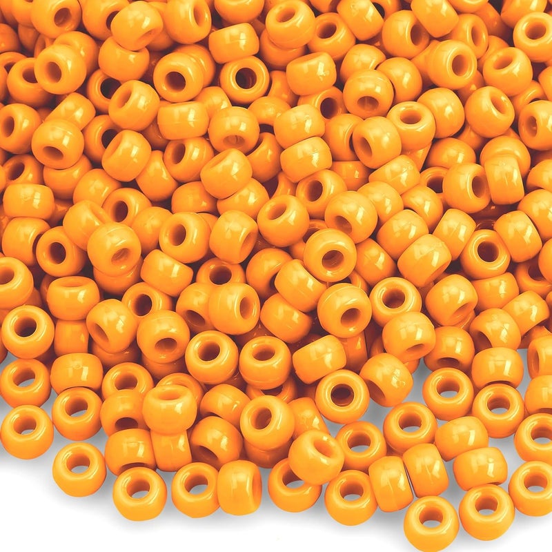 anpiwshjo Pony 1100 Pcs Beads for Jewelry & Bracelets Making, Hair & Braids for Girls (Orange) - Image 1